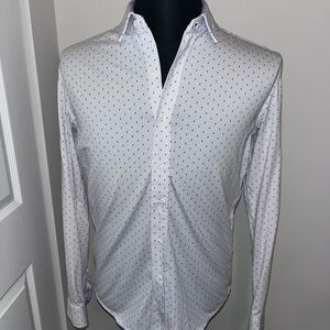 Buttercloth White Lightning Bolt Pattern Shirt Size Small Slim Fit